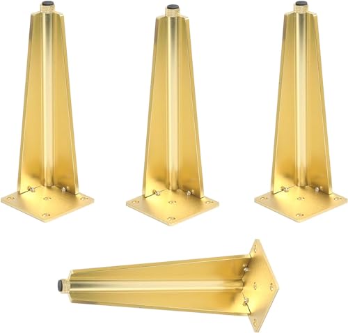 ININOSNP 4-teilige verstellbare Möbelfüße, DIY-Metallschrankfüße, Kleiderschrankfüße, Bettfüße, Sofafüße, Tischfüße, Aluminium mit Schrauben (Gold 30 cm) (Color : Gold, Size : 15cm) von ININOSNP