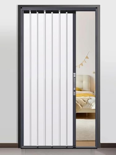 ININOSNP Aluminium-Falttüren Falttür-Schiebetür for die Speisekammer in der Küche, Akkordeon-Falttür-Kits mit Schloss und Schlüssel(28x80in(71x203cm)) von ININOSNP