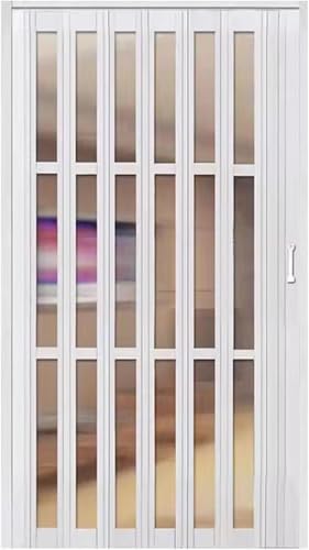 ININOSNP Aluminium-Falttüren Innentüren Akkordeon Schiebetüren Einziehbare Tür Raumteiler mit Griffen & Acrylgläsern von ININOSNP