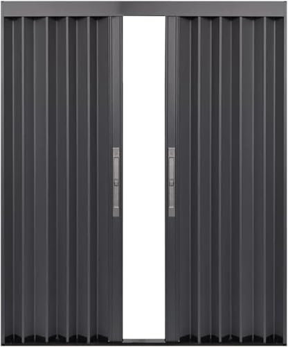 ININOSNP Aluminium-Falttüren Schiebeschranktüren Raumteiler Aluminium for Türöffnung Badezimmer Dusche(62x80in(161x203cm)) von ININOSNP