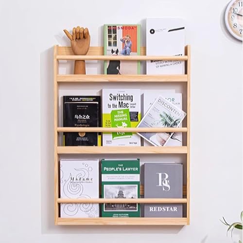 ININOSNP An der Wand montierter Zeitschriftenständer aus Holz, hängendes Bücherregal for das Wohnzimmer, Ausstellungsständer, einfach zu montieren(W-60cm(23 5/8")) von ININOSNP