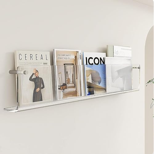 ININOSNP An der Wand montierter Zeitschriftenständer aus klarem Acryl, Präsentationsständer for Dokumentenbroschüren zur Wanddekoration, Aufbewahrungsständer for Kataloge(120cm(47 1/4")) von ININOSNP