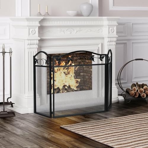 ININOSNP Dekorative Kaminsichtschutzelemente Feuerfester Bildschirm 3-Panel Faltbarer feuerfester Stahlbildschirm Feuerfester Zaun ININOSNP Dekorative Kaminsichtschutzelemente Feuerfester Bildschirm 3-Panel Faltbarer feuerfester Stahlbildschirm Feuerfester Zaun von ININOSNP