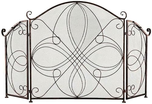 ININOSNP Dekorative Kaminsichtschutzelemente Feuerfester Paravent, 3-Platten-Feuerfeste Abdeckung, Retro-Stil, dekorativer feuerfester Paravent for das Wohnzimmer von ININOSNP