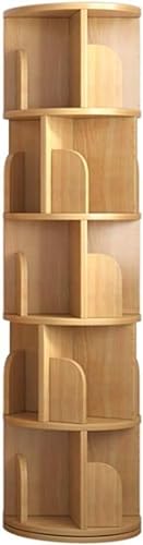 ININOSNP Drehbares Bücherregal aus massivem Holz for Bücherregal im Wohnzimmer und Arbeitszimmer, 360-Grad-Aufbewahrung, rundes Bücherregal, Eckregal (Color : Wood Color, Size : Five) von ININOSNP