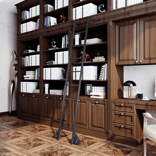 ININOSNP Edelstahlschienen Bibliotheks-Rundrohr-Rollleiterschienen-Hardware-Kit for Heim-/Innen-/Loft-Gleitschienen-Kit(6.6ft/200cm Track Kit) von ININOSNP