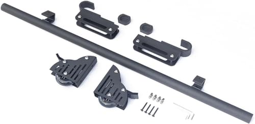 ININOSNP Edelstahlschienen Hardware-Kit for verschiebbare Bibliotheksleiter, Teleskop-Haken Oben und unten, Bremsrollen, Hardware-Kit for Rollleiter(28ft/8.54m Track kit) von ININOSNP