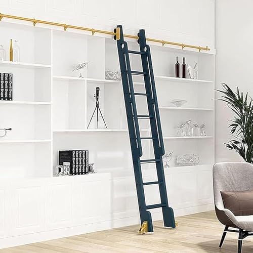 ININOSNP Edelstahlschienen Liding Library Hardware Kit mit mobiler Leiterschiene, komplettes Rack-Kit(3.3ft/100cm Track Kit) von ININOSNP