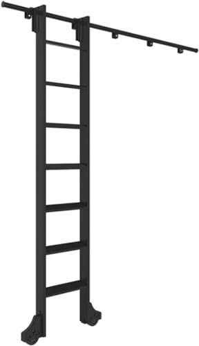 ININOSNP Edelstahlschienen Rollleiter-Hardware-Kit for Bibliotheksleitern, runde Rohrschiene mit Bodenrollen, Schiebeleitersystem(10ft/300cm Track kit) von ININOSNP