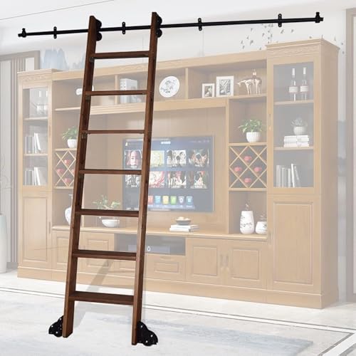 ININOSNP Edelstahlschienen Schiebeleiter-Hardware-Kit for Bibliotheken mit runder Rohr-Mobilleiterschiene, Keine Leiter im Lieferumfang enthalten(3.3ft/100cm Track Kit) von ININOSNP