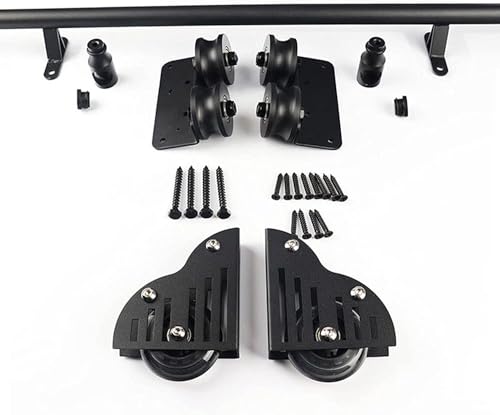 ININOSNP Edelstahlschienen Schiebetürbeschläge aus schwarzem Rundrohr aus Stahl for Scheunentore for den Heim- oder Bürogebrauch(3.3ft/100cm Track kit) von ININOSNP