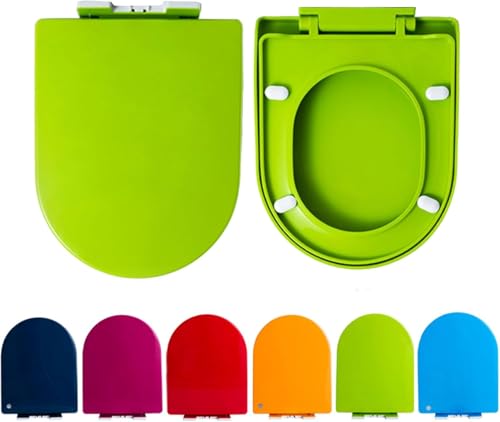 ININOSNP Geräuschlos schließender Toilettendeckel Bunter U-förmiger Toilettensitz mit Absenkautomatik und Schnellverschluss, 1 Packung(Green) von ININOSNP