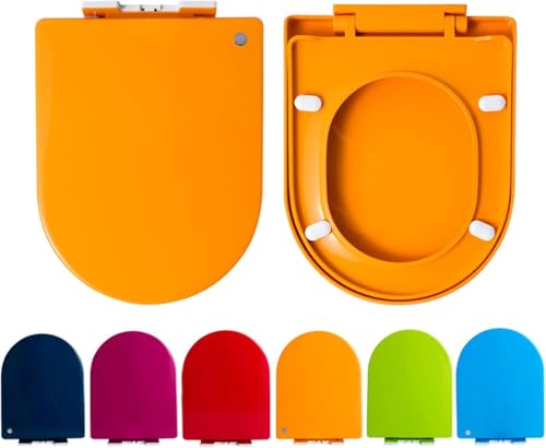 ININOSNP Geräuschlos schließender Toilettendeckel Bunter U-förmiger Toilettensitz mit Absenkautomatik und Schnellverschluss, 1 Packung(Orange) von ININOSNP