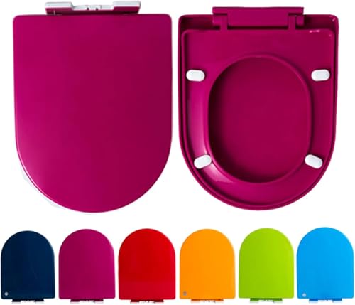 ININOSNP Geräuschlos schließender Toilettendeckel Bunter U-förmiger Toilettensitz mit Absenkautomatik und Schnellverschluss, 1 Packung(Purple) von ININOSNP