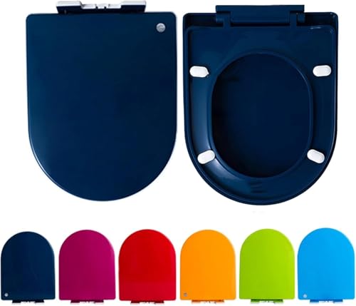ININOSNP Geräuschlos schließender Toilettendeckel Bunter U-förmiger Toilettensitz mit Absenkautomatik und Schnellverschluss, 1 Packung(Sapphire) von ININOSNP