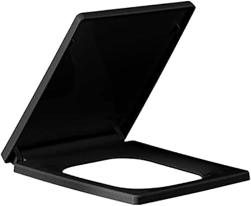 ININOSNP Geräuschlos schließender Toilettendeckel Extra Dicker, quadratischer, verlängerter Toilettensitzring mit leisem Soft-Close-Deckel(Square Black) von ININOSNP