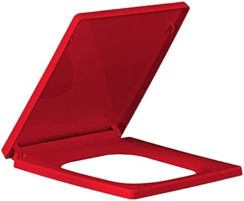 ININOSNP Geräuschlos schließender Toilettendeckel Extra Dicker, quadratischer, verlängerter Toilettensitzring mit leisem Soft-Close-Deckel(Square Red) von ININOSNP