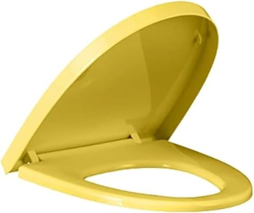 ININOSNP Geräuschlos schließender Toilettendeckel Extra Dicker, quadratischer, verlängerter Toilettensitzring mit leisem Soft-Close-Deckel(V Shape Yellow) von ININOSNP