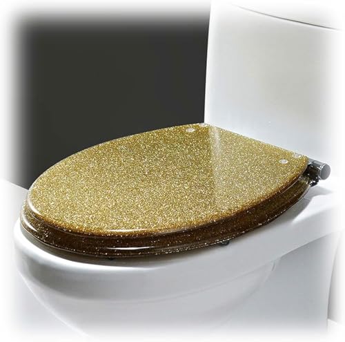 ININOSNP Geräuschlos schließender Toilettendeckel Flash-Toilettensitz mit Absenkautomatik und Schnellverschluss(Gold) von ININOSNP