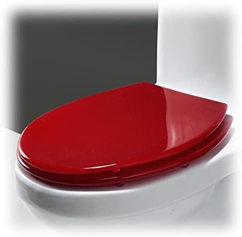 ININOSNP Geräuschlos schließender Toilettendeckel Glänzender ovaler Toilettensitz mit Absenkautomatik und Schnellverschluss(Red-Pure Color) von ININOSNP