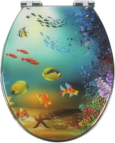 ININOSNP Geräuschlos schließender Toilettendeckel Glitzernder Toilettensitz mit Absenkautomatik – Oberseite/Verschluss/Standardbefestigung mit glitzerndem Harzdesign(Natural) von ININOSNP