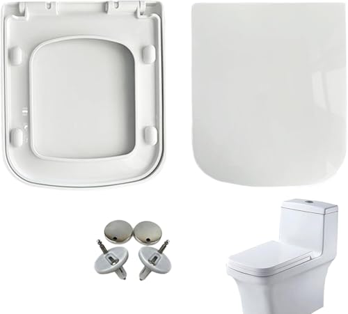 ININOSNP Geräuschlos schließender Toilettendeckel Langsam schließender quadratischer Toilettensitz, Absenkautomatik mit Zwei Knöpfen, schallabsorbierendes, verdicktes Design von ININOSNP