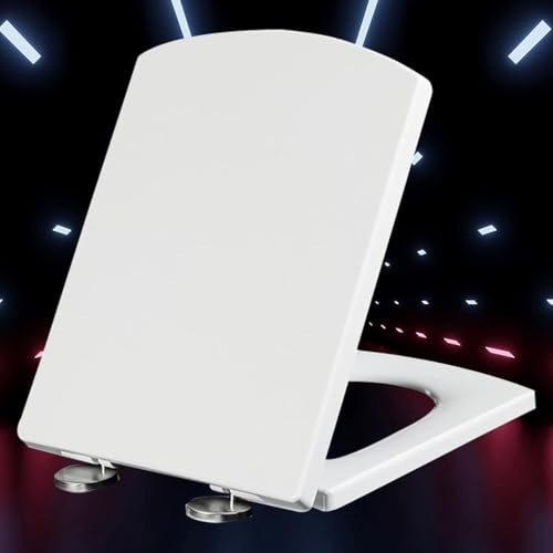 ININOSNP Geräuschlos schließender Toilettendeckel Quadratischer, weißer, langsam schließender, verdickter Toilettensitz(34.5 * 43cm) von ININOSNP