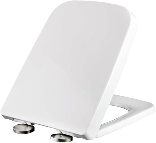 ININOSNP Geräuschlos schließender Toilettendeckel Quadratischer Toilettensitz mit Absenkautomatik, PP-Material, weißes Ersatzteil von ININOSNP