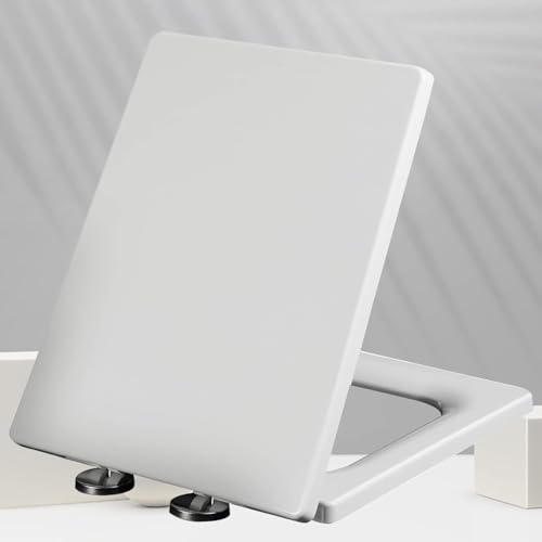 ININOSNP Geräuschlos schließender Toilettendeckel Quadratischer Toilettensitz mit Absenkautomatik, langlebige Abdeckplatte 45×36 cm von ININOSNP