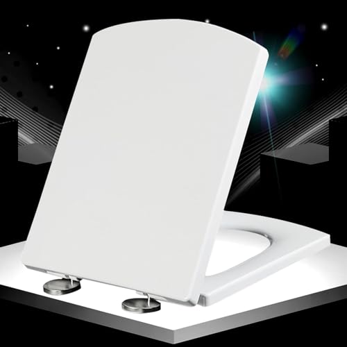 ININOSNP Geräuschlos schließender Toilettendeckel Quadratischer Toilettensitz mit Absenkautomatik und Deckel, Oben montiert, festes Design(34.5 * 43cm) von ININOSNP