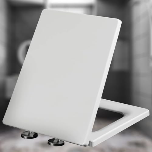 ININOSNP Geräuschlos schließender Toilettendeckel Quadratischer Toilettensitz mit Absenkautomatik und Schnellverschluss von ININOSNP