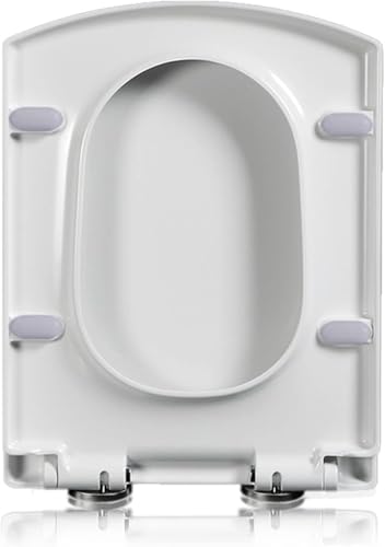ININOSNP Geräuschlos schließender Toilettendeckel Quadratischer Toilettensitz mit Absenkautomatik und praktischen, Oben angebrachten, verstellbaren Scharnieren mit Schnellverschluss(37X47CM) von ININOSNP