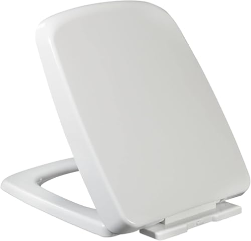 ININOSNP Geräuschlos schließender Toilettendeckel Quadratischer weißer Toilettensitz mit Absenkautomatik und Schnellverschlussscharnieren von ININOSNP