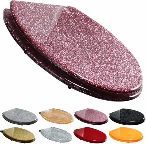 ININOSNP Geräuschlos schließender Toilettendeckel Robuster, glänzender Toilettensitz – Soft-Close-Design mit Schnellverschluss(Deeppink) von ININOSNP