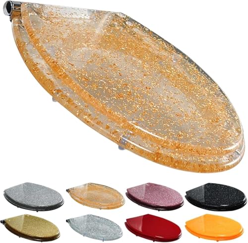 ININOSNP Geräuschlos schließender Toilettendeckel Strapazierfähiger Glitzer-Toilettensitz – Soft-Close-Schnellverschluss, Befestigung Oben/unten von ININOSNP