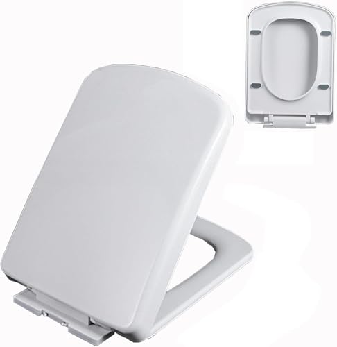 ININOSNP Geräuschlos schließender Toilettendeckel Toilettensitz mit Absenkautomatik und verstellbaren Scharnieren for schnelles Abnehmen. Robuste Polypropylenkonstruktion.(04D) von ININOSNP