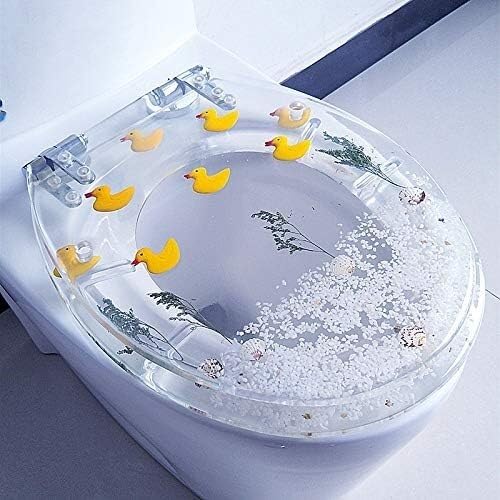 ININOSNP Geräuschlos schließender Toilettendeckel Toilettensitzring aus echtem Muschelharz mit Blumenmuster, hervorragende Tragfähigkeit, Soft-Close-Design(G) von ININOSNP