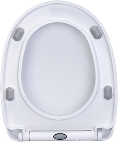 ININOSNP Geräuschlos schließender Toilettendeckel U-förmiger weißer Toilettensitzbezug mit Absenkautomatik, verstellbaren Scharnieren und Schnellverschluss-Design von ININOSNP