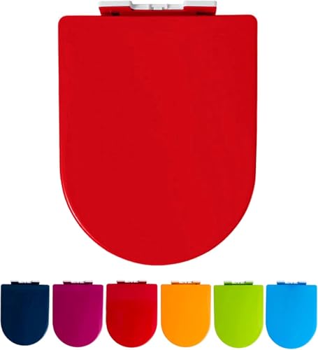 ININOSNP Geräuschlos schließender Toilettendeckel Universal-Toilettensitz mit Absenkautomatik und Schnellverschluss, Einzelpackung(Rosso) von ININOSNP