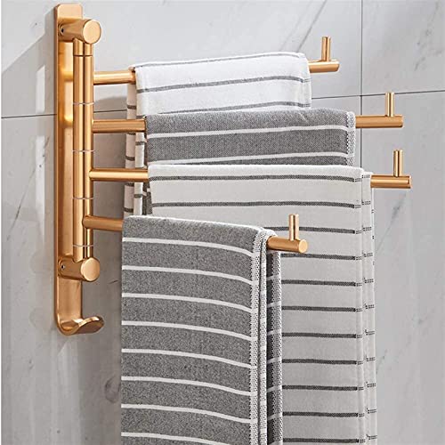 ININOSNP Handtuchhalter Gold 4-bar WC bewegliche rotierende massive Handtuchhalter Wand Saugtyp Badregal (28cm) von ININOSNP