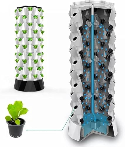 ININOSNP Intelligentes Hydroponiksystem Hydroponisches Anbausystem-Set, Indoor-Anbausystem, vertikaler Anbauturm, Saatbeete und Netztöpfe for Kräuter, Obst und Gemüse/1 STK.(8 Layers) von ININOSNP
