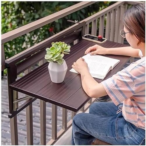 ININOSNP Klappbarer Balkontisch Balkon-Stehtisch mit Geländer, Klappbarer Geländertisch for den Außenbereich for die Terrasse(90x43.3cm) von ININOSNP
