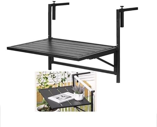 ININOSNP Klappbarer Balkontisch Outdoor Outdoor Balkon Hängetisch Garten Dachgeländer Zaun Regal Eisentisch von ININOSNP