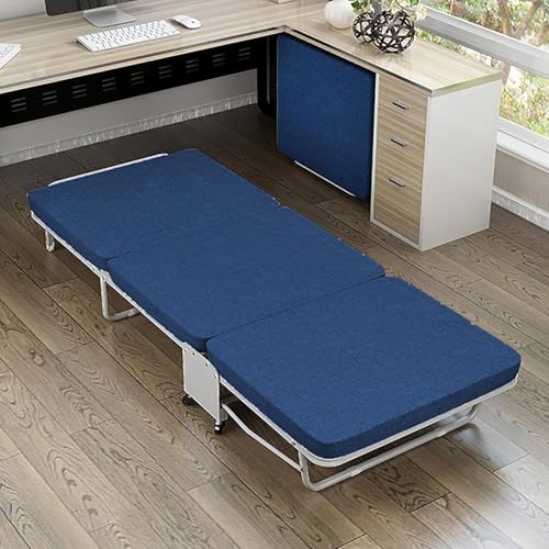 ININOSNP Memory-Schaum-Klappbett Klappbares Einzelbett mit Memory Foam-Matratze – Tragbares Gäste-/Campingbett und Sofa, Stabiler Metallrahmen(Blu,180x70x24cm) von ININOSNP