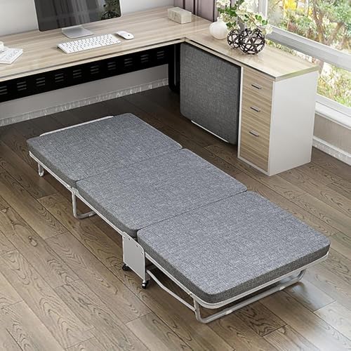 ININOSNP Memory-Schaum-Klappbett Klappbares Einzelbett mit Memory Foam-Matratze – Tragbares Gäste-/Campingbett und Sofa, Stabiler Metallrahmen(Grigio,180x60x24cm) von ININOSNP