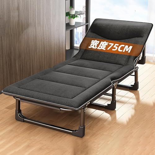 ININOSNP Memory-Schaum-Klappbett Klappbares Gästebett mit Schaumstoffmatratze – Tragbares Ausziehsofa und Campingbett for Erwachsene(Black,190x75x30cm) von ININOSNP