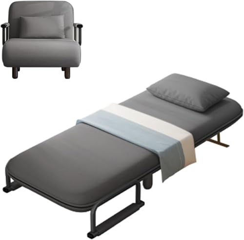 ININOSNP Memory-Schaum-Klappbett Klappbett for Erwachsene mit Matratze, verstellbares Liegesofa mit Metallrahmen, Bett for das Gästezimmer(Grigio,Width 100cm) von ININOSNP