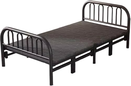 ININOSNP Memory-Schaum-Klappbett Klappbett for Erwachsene mit Matratze – robuster Rahmen aus Kohlenstoffstahl for Zuhause/Wohnheim/Krankenhaus(Black,100 * 194CM) von ININOSNP