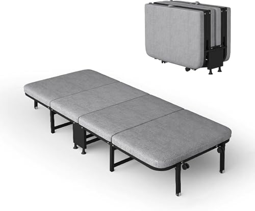 ININOSNP Memory-Schaum-Klappbett Klappbett mit Matratze (für Erwachsene) Tragbares Bett mit verdickter Stahlrohrstruktur, geeignet for Zuhause, Büro, Camping und Reisen, mit Rädern.(190 * 100 * 29cm) von ININOSNP