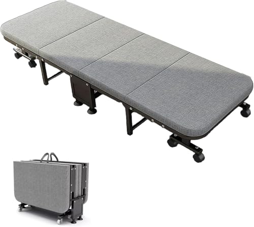 ININOSNP Memory-Schaum-Klappbett Queen-Size-Klappbett mit Matratze – verdickter Metallrahmen und Räder, platzsparendes Design(190x80x30cm) von ININOSNP